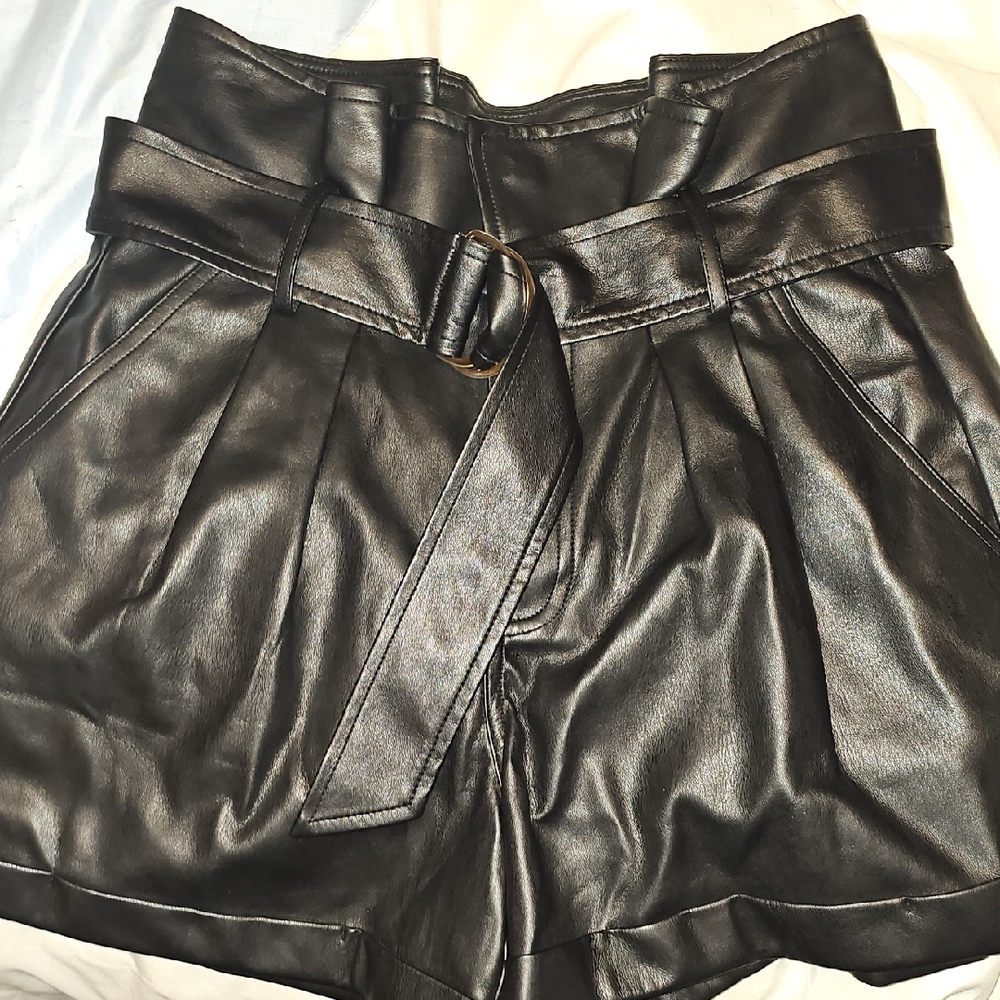Black Leather Women's Shorts